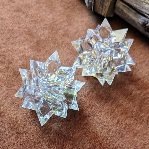 Vintage Starlite Acrylic Iridescent Star Candle Holders in Original Box - Picture 11 of 16